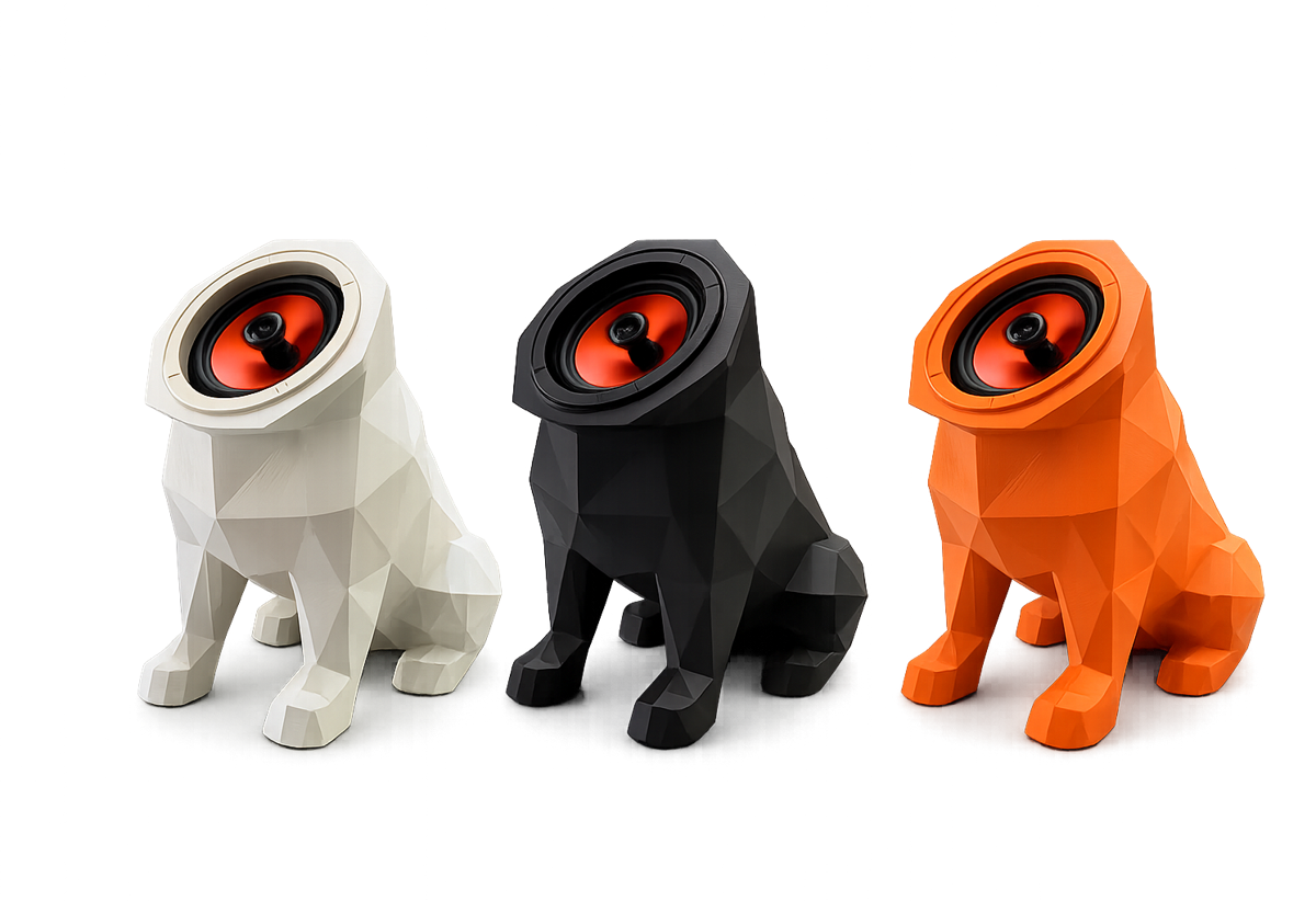 HOUND 01 in Bone White, Matte Black and Signal Orange finishes